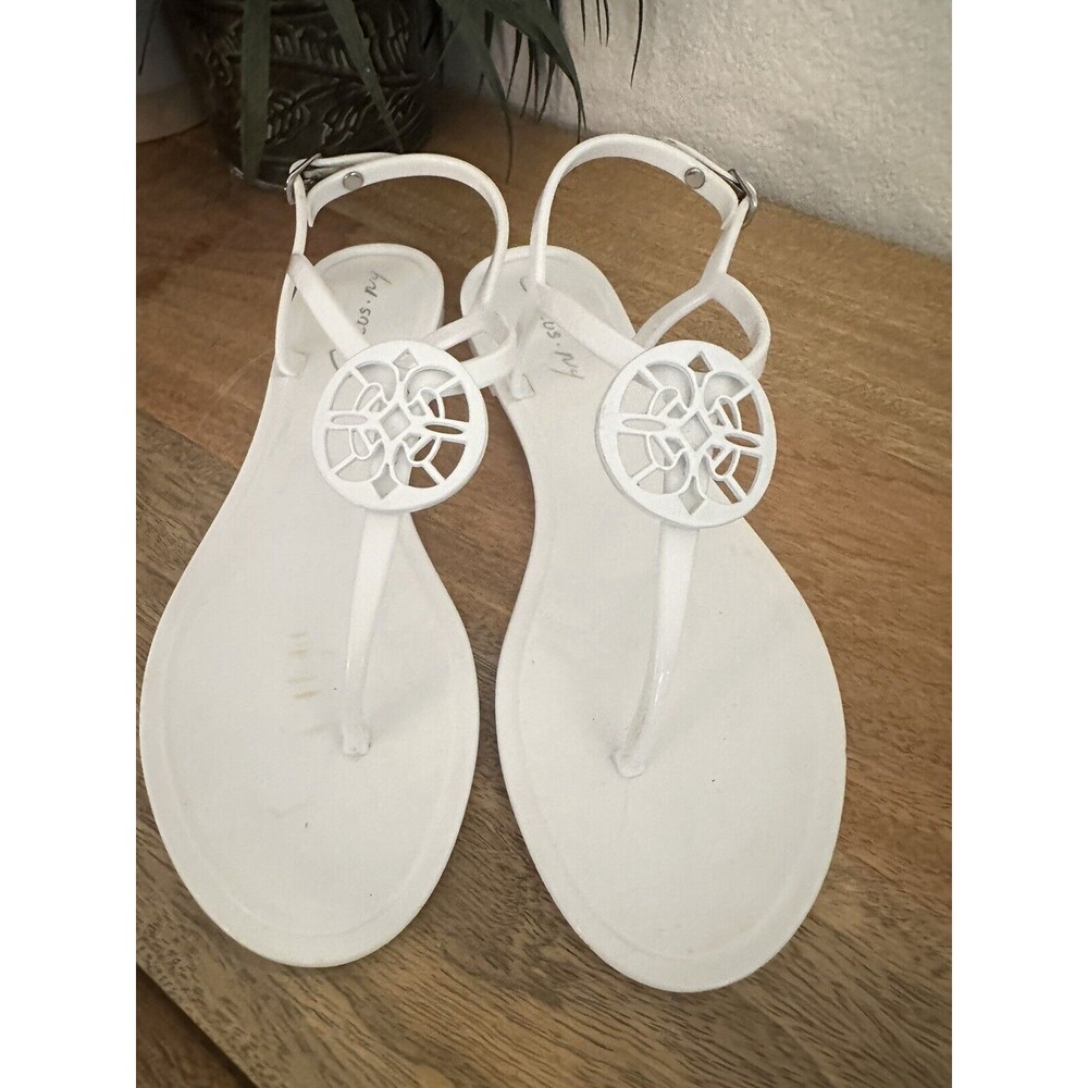 Circus NY‎ by Sam Edelman Women Sz 6 Mae Sandals White Jelly Ankle T Strap Thong